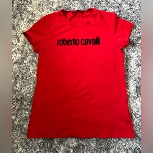 Roberto Cavalli Women’s Red Short Sleeve Slim fit Tee Sz XL